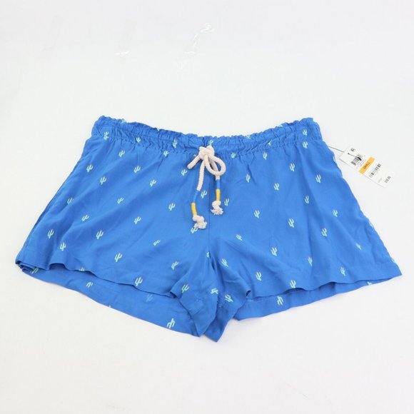 Jenni Plus Size Blue Cactus Light Weight Printed Pajama Shorts, Size Small - Picture 2 of 5